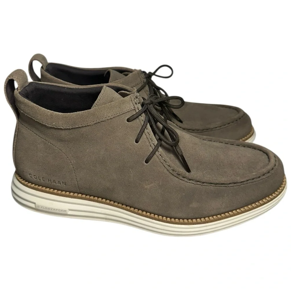 Cole Haan Men's Size 10 Wren Brown Gray Suede ØriginalGrand Moc Toe Chukka Boots